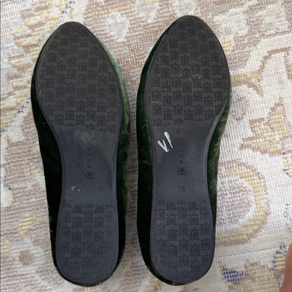 Birdies The Heron forest green velvet flats size 7.5 - Picture 4 of 8